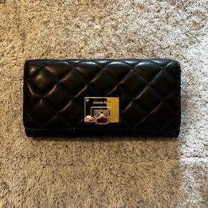 Michael Kors black quilted leather wallet